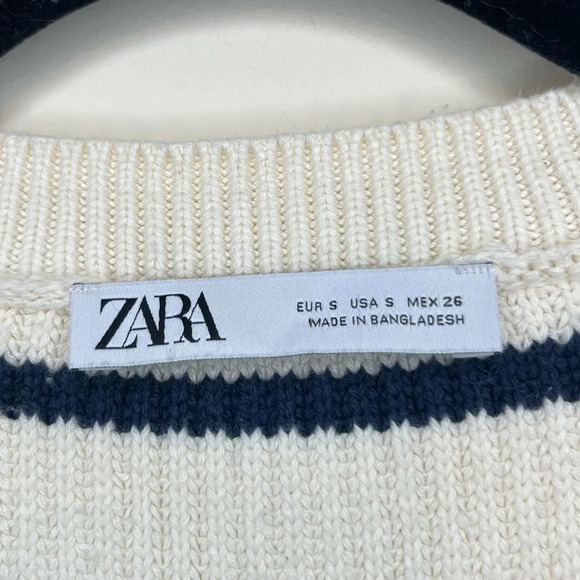 ZARA Ribbed Knit Cozy Cream Striped Cropped Sweater Vest - Picture 5 of 8